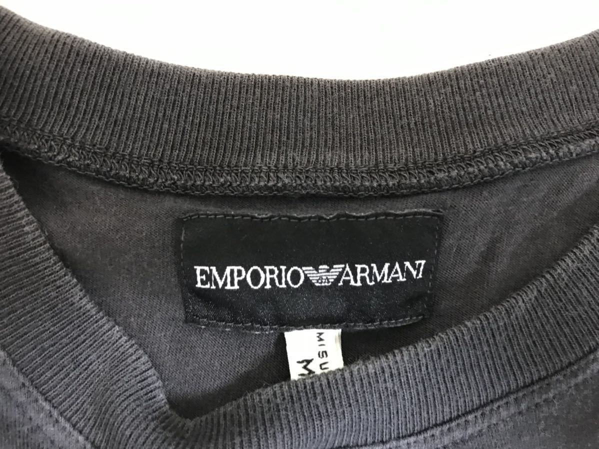 本物エンポリオアルマーニEMPORIO ARMANIコットンロゴプリント半袖Tシャツビジネススーツアメカジサーフミリタリーメンズ黒Mイタリア製