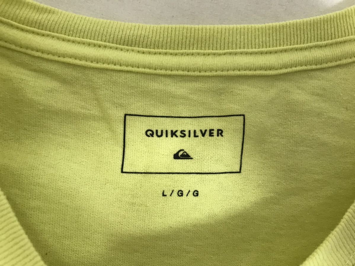 本物クイックシルバーQUIKSILVERコットンロゴプリント半袖TシャツビジネススーツアメカジサーフミリタリーメンズLイエロー