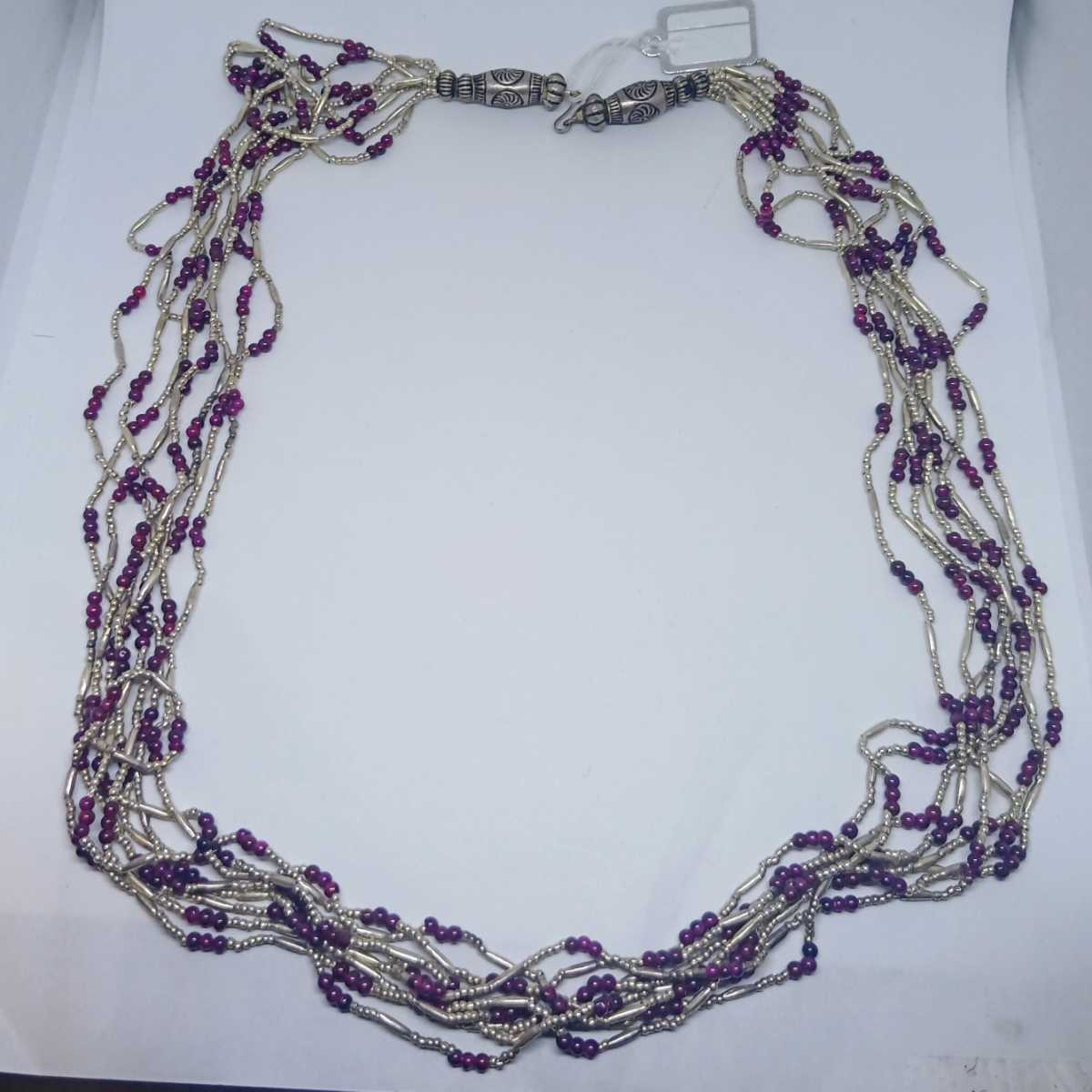 s Lynn antique old silver beads + Curren group rice beads silver + garnet 3mm 8 ream necklace hand made Thai gorgeous rare 55gm 700mm