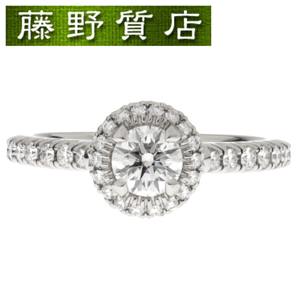 （美品）カルティエ CARTIER デスティネ ソリテール ダイヤリング Pt 950 × ダイヤ 0.42ct-E-VS1-3EX #52 N4245652 鑑定書 保証書 8703