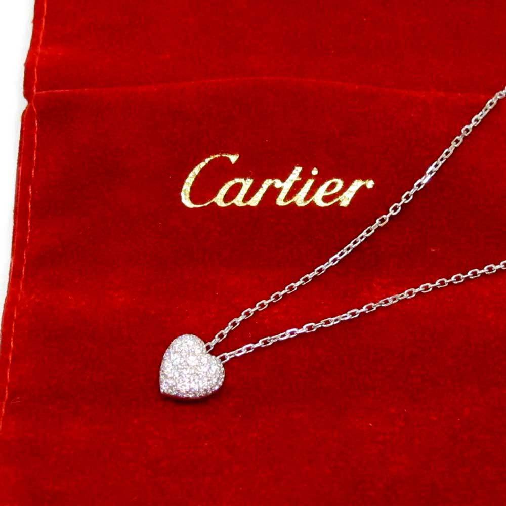(新品仕上げ済) カルティエ CARTIER ハート ネックレス K18 WG × パヴェ ダイヤモンド メレダイヤ 8568_画像10