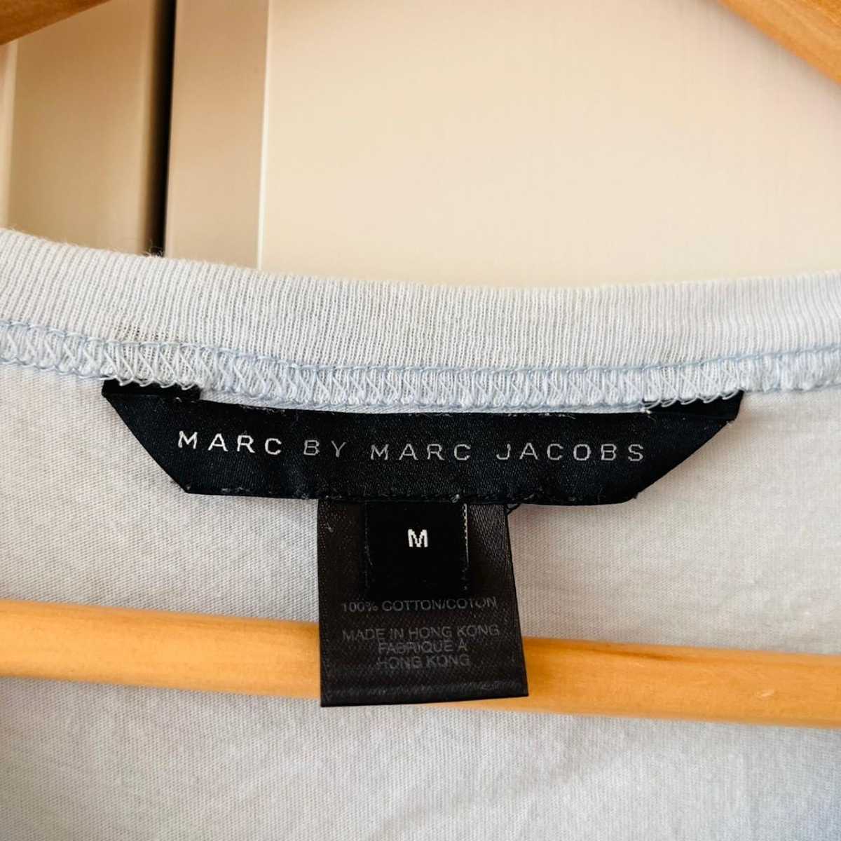 F5370cL《MARC BY MARC JACOBS マークバイマークジェイコブス》サイズM 半袖Tシャツ プリントTシャツ ライトブルー レディース 綿100%_画像3