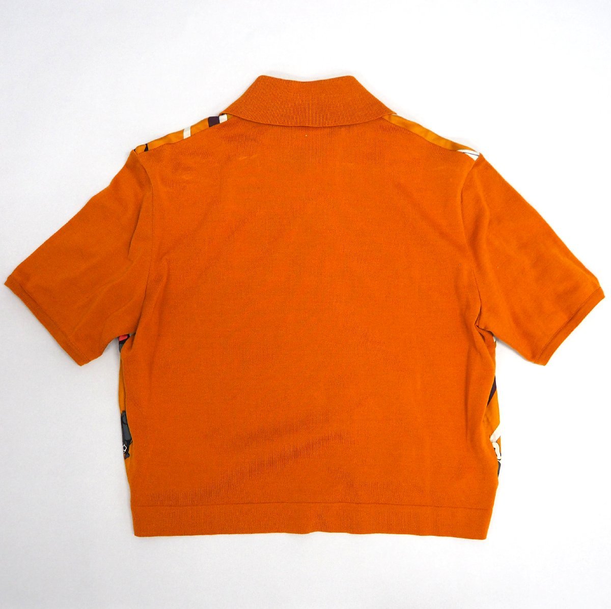HERMES エルメス シルク コットン 半袖 トップス 40 オレンジ 馬 騎手