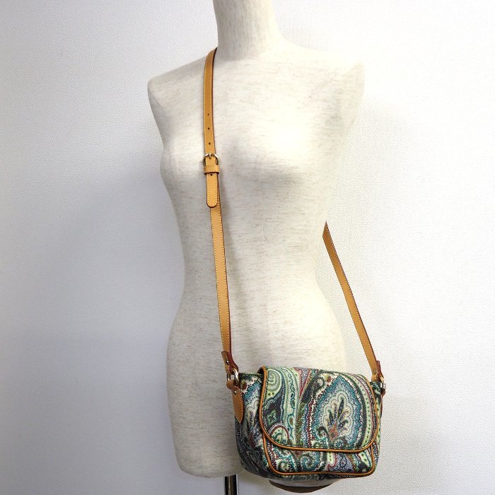 ETRO エトロ ペイズリー柄 ショルダーバッグ マルチカラー/グリーン系