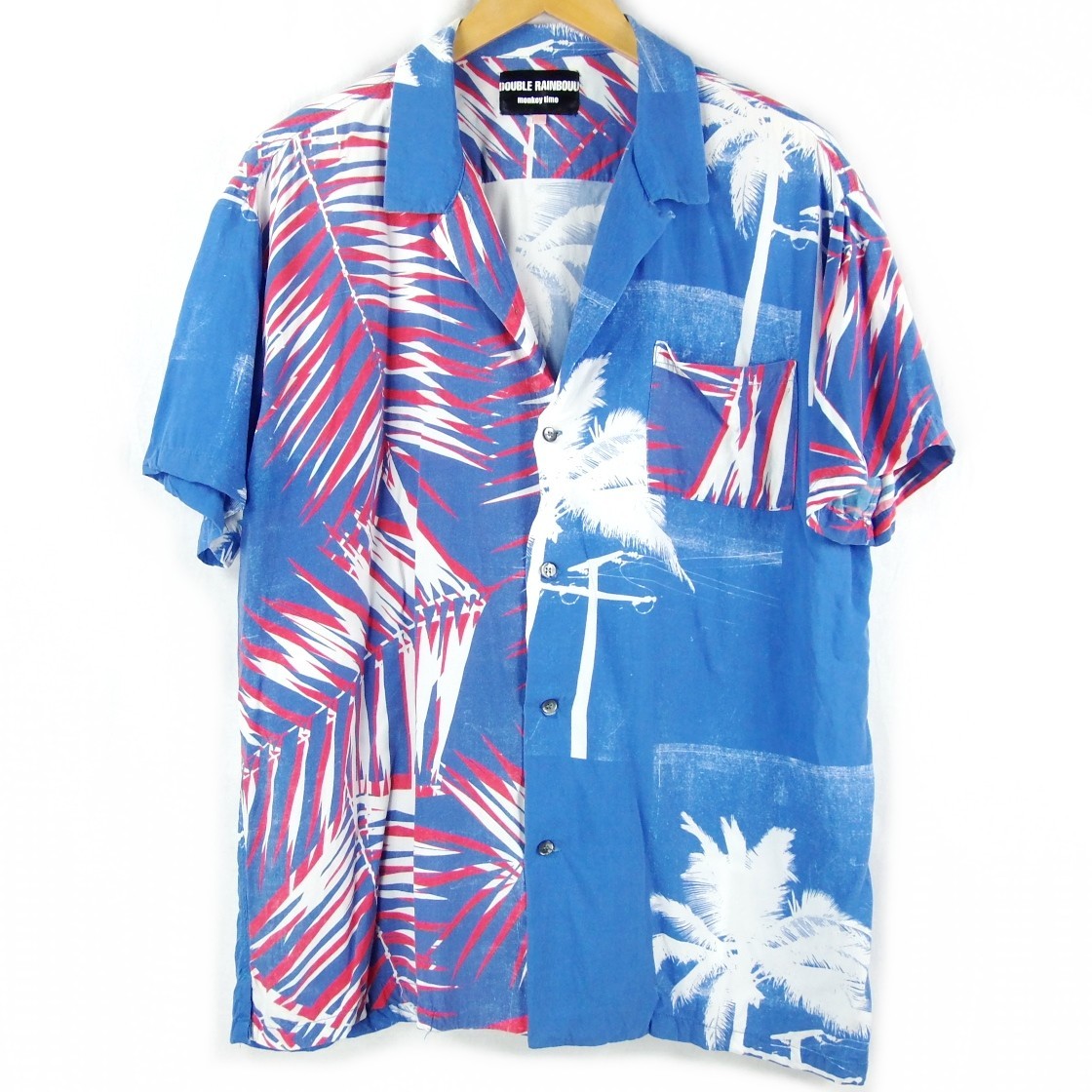 ■DOUBLE RAINBOUU ダブルレインボー x monkey time ユナイテッドアローズ 別注 HAWAIIAN SHIRT / メンズ / レーヨン アロハシャツ size L