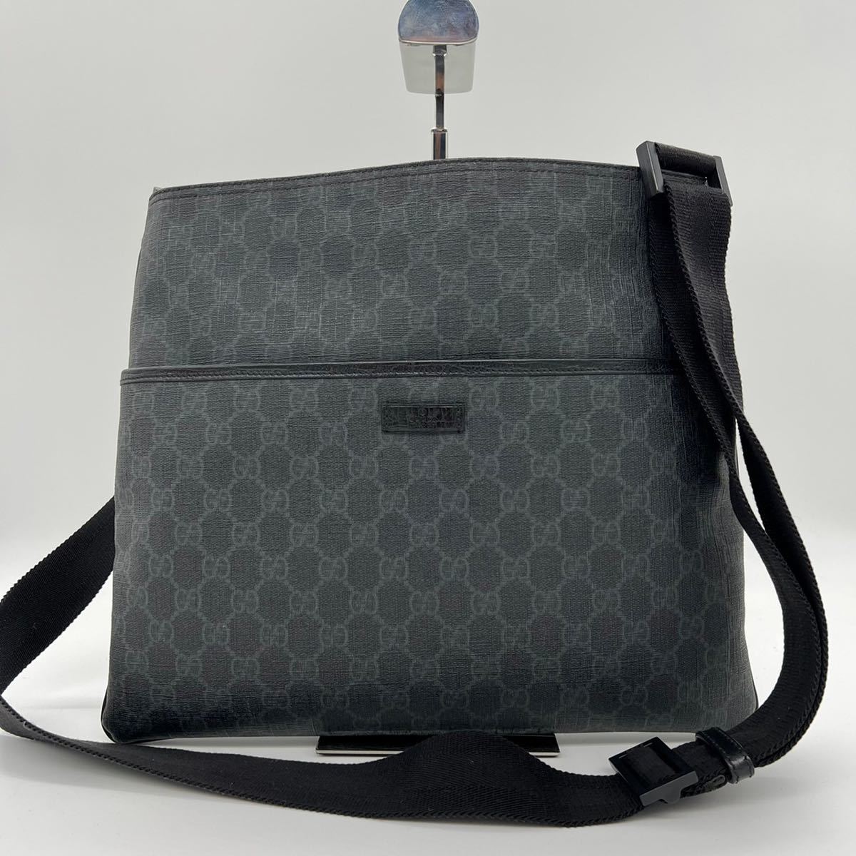 1円【極美品 最高級】 グッチ GUCCI GG柄 スプリーム ショルダーバッグ レザー PVC 斜め掛け 鞄 カバン_画像1