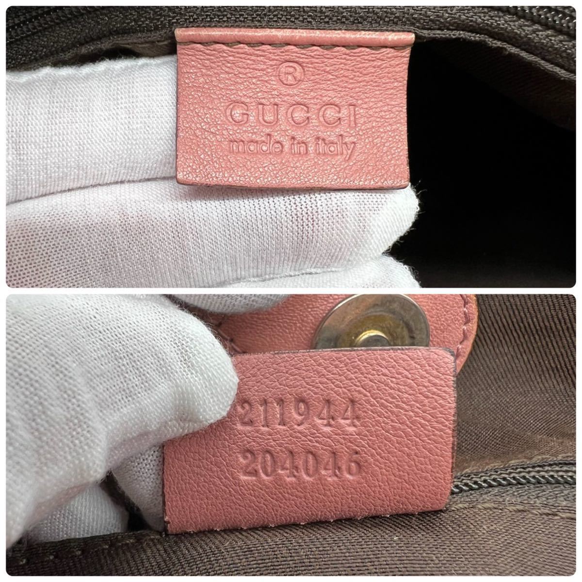 1円【極美品 最高級】 グッチ GUCCI GG柄 スプリーム ハンドバッグ ピンク レザー キャンバス 鞄 カバン_画像10