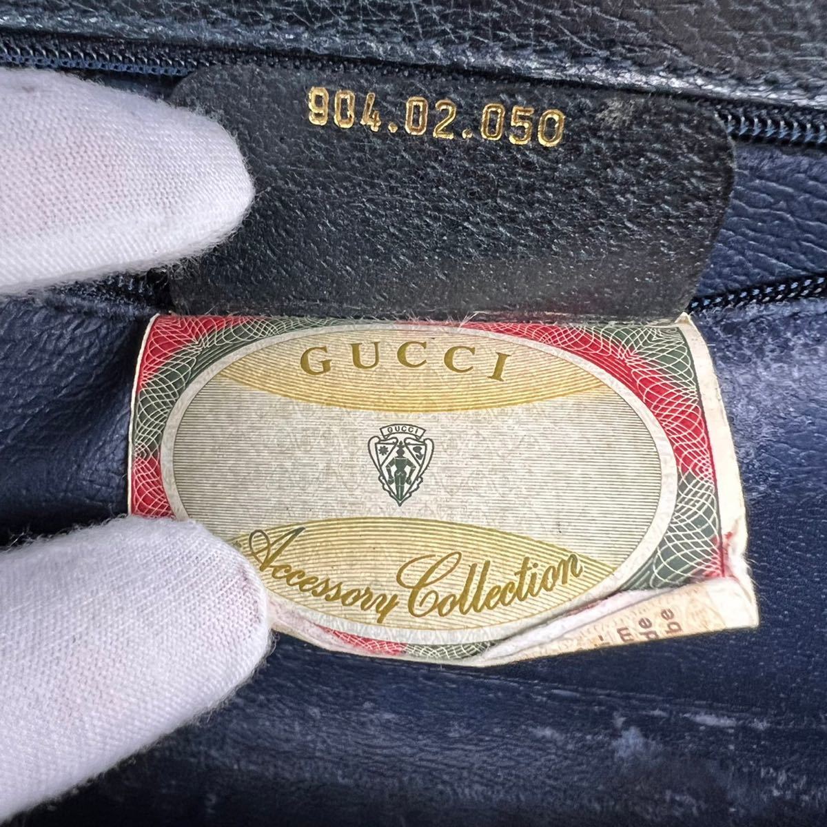 1円【極美品 最高級】 グッチ オールドグッチ GUCCI GG柄 ショルダーバッグ ネイビー レザー PVC ヴィンテージ 斜め掛け 鞄 カバン _画像9