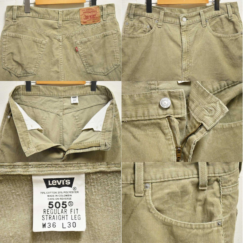 Levi's 505 リーバイス 5ポケット コーデュロイパンツ ロングパンツ ベージュ系カーキ W36(30583_画像3