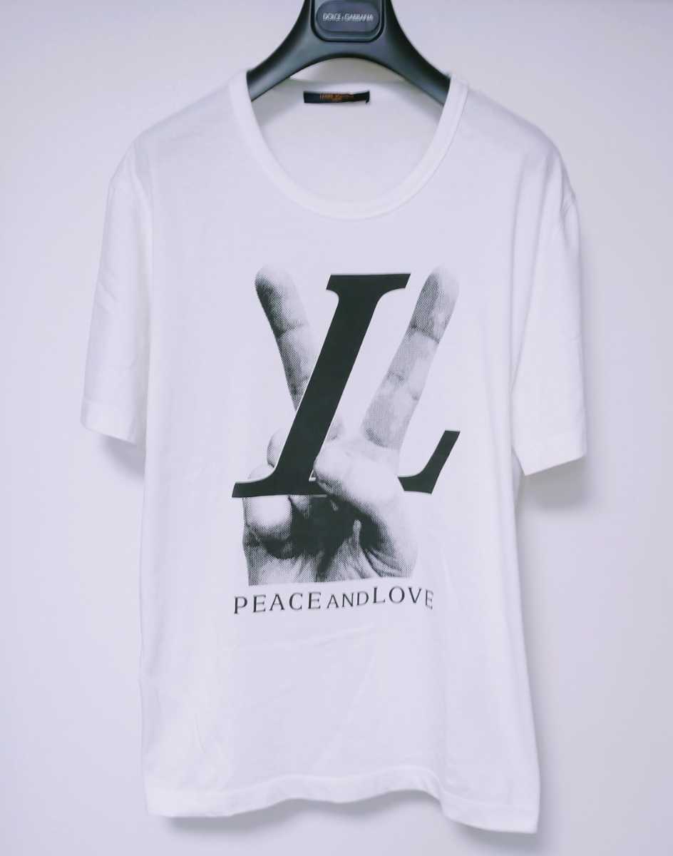 ルイヴィトン 半袖カットソー ハンドピース PEACE AND LOVE 白 M-