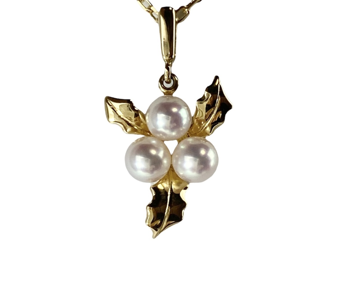 ミキモト真珠 パールネックレス K18 MIKIMOTO ヒイラギ 【T-ポイント5 新品未使用です ミキモト真珠k18ネックレス ネックレス