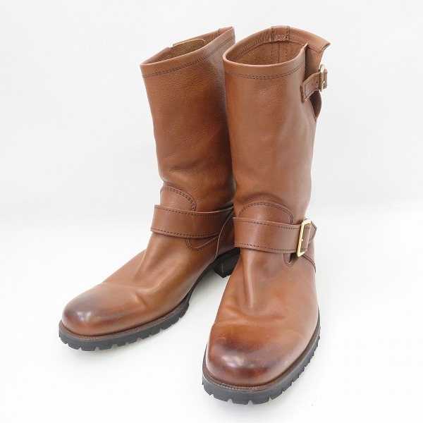#ansno- I tiNO ID ботинки 42 чай Brown engineer boots кожа сделано в Японии мужской [749596]