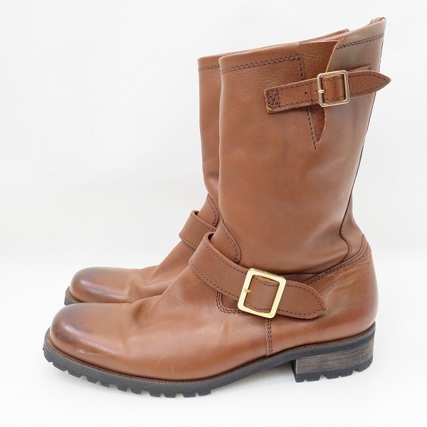 #ansno- I tiNO ID ботинки 42 чай Brown engineer boots кожа сделано в Японии мужской [749596]
