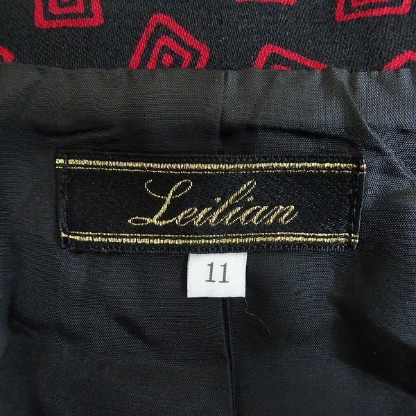 #anc Leilian Leilian skirt suit 11 black red total pattern double flair lady's [754587]