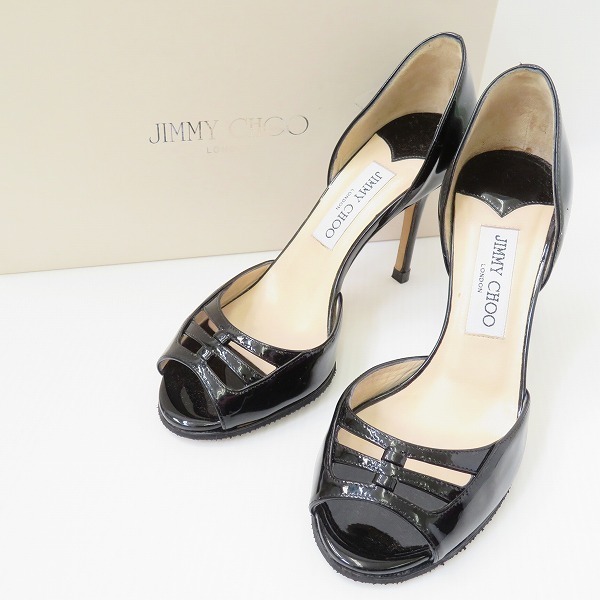 最終値下げ】JIMMY CHOO ウェッジソール パテントエナメルサンダル+