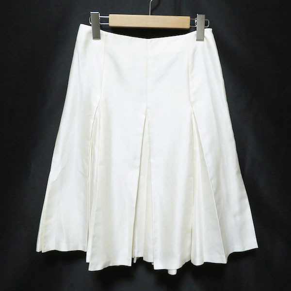 #anc Max Mara Maxmara skirt 36 ivory silk . pleat lady's [752764]