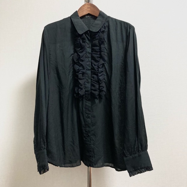 #anc Ingeborg INGEBORG shirt * blouse 11 black frill lady's [754060]