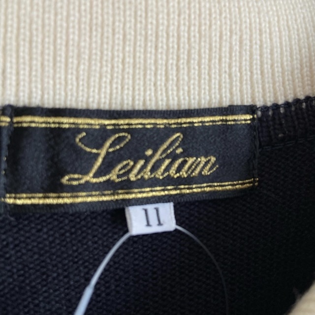 #wnc レリアン Leilian セーター ニット 11 紺 緑 金釦 刺繍 長袖 レディース [758579]_画像7