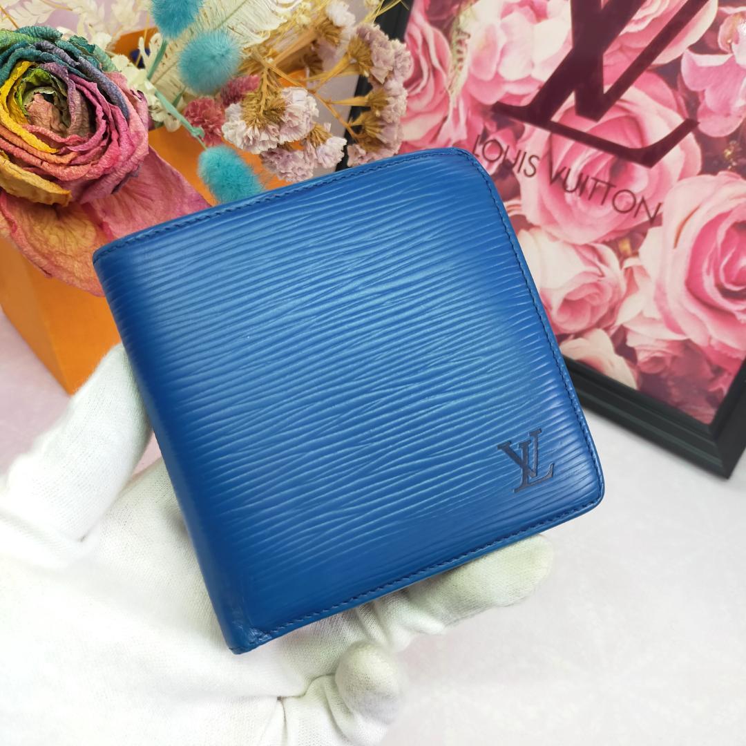 美品】 Louis Vuitton ルイヴィトン 旧型 ポルトフォイユマルコ ブルー