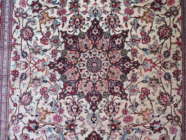 ◎ペルシャ絨毯 シルク 138×200cm / シャーアッバス / ドザール 絨毯 カーペット イラン _画像4