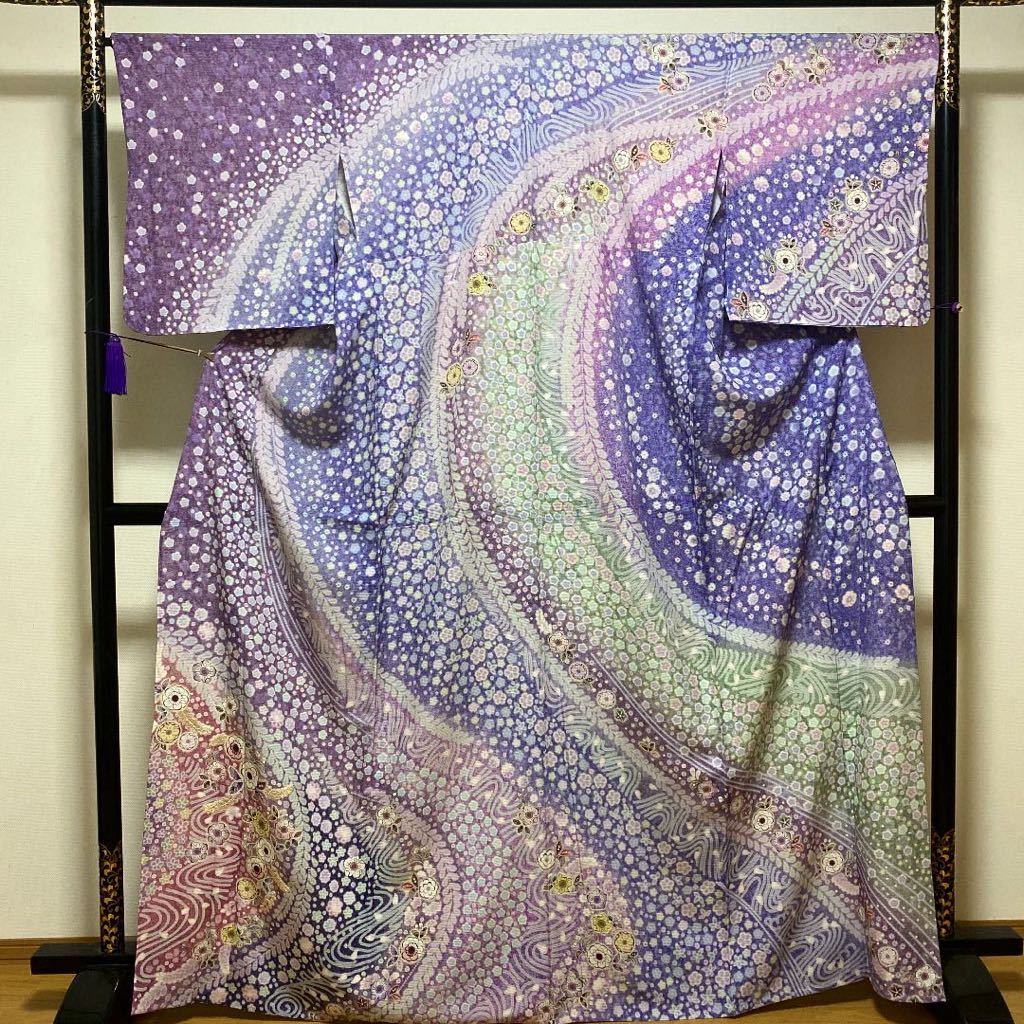 着物月花 相良刺繍 絽 色鮮やかな辻ヶ花文様の夏訪問着 正絹 夏着物