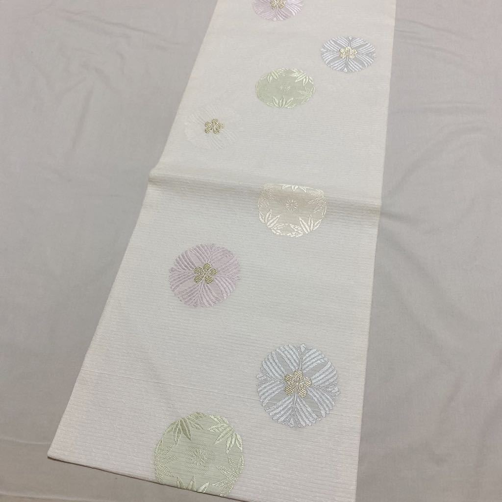着物月花 絽 品のある花の9寸夏名古屋帯 未使用品 お太鼓柄 正絹 金