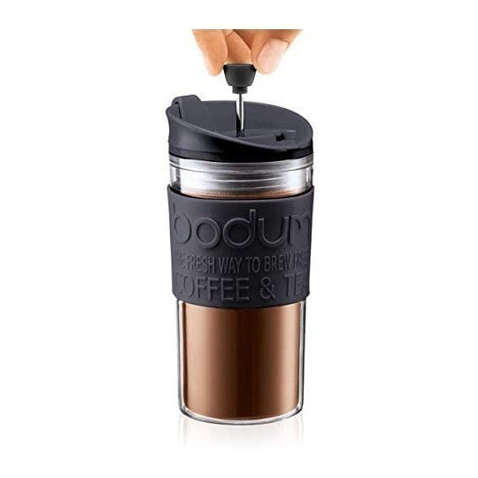 ボダムトラベルプレスセット フレンチプレスコーヒーメーカー 350ml 新品 ブラック K11102-01 プラスチック タンブラー用リッド付 未使用品_画像6