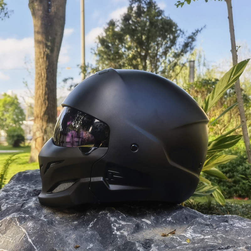 オートバイバイクヘルメット ハーフヘルメット フルフェイスヘルメット 防水 防寒 防風 通気性 DOT規格品 艶消し黒 