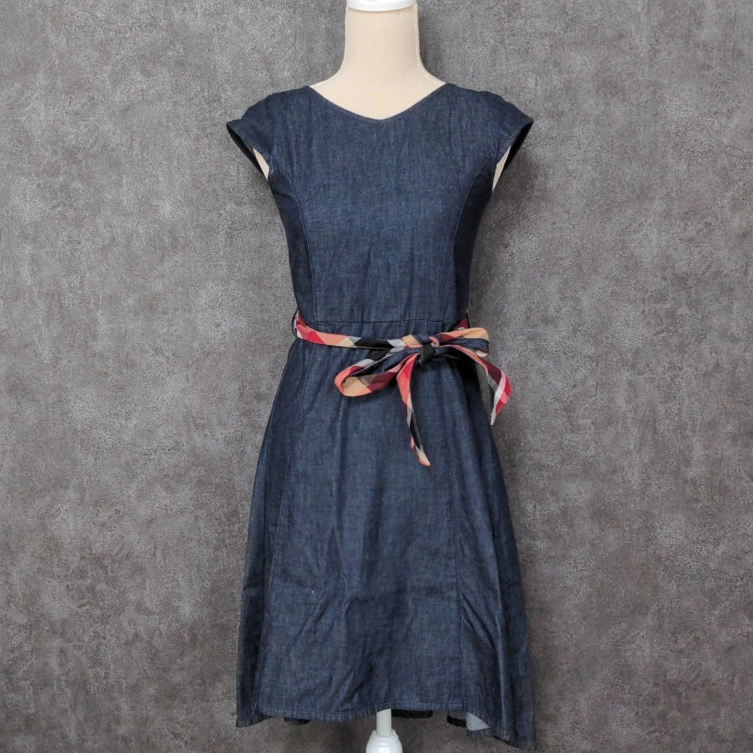 純国産/日本製 ブルーレーベルクレストブリッジ デニム ジーンズ ワンピース ひざ丈スカート