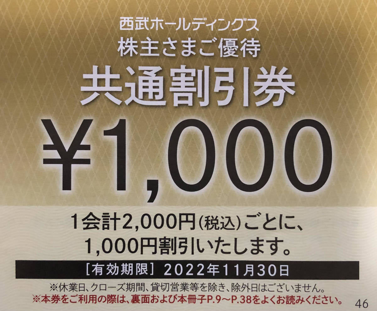 西武ホールディングス 株主優待 共通割引券（1,000円：10枚） www.pa