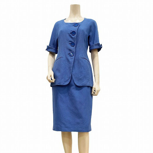 FM beautiful goods * Christian Dior *Christian Dior* blue series * cotton 100%* high class setup / skirt suit *9 number (M/ lady's / formal / summer 