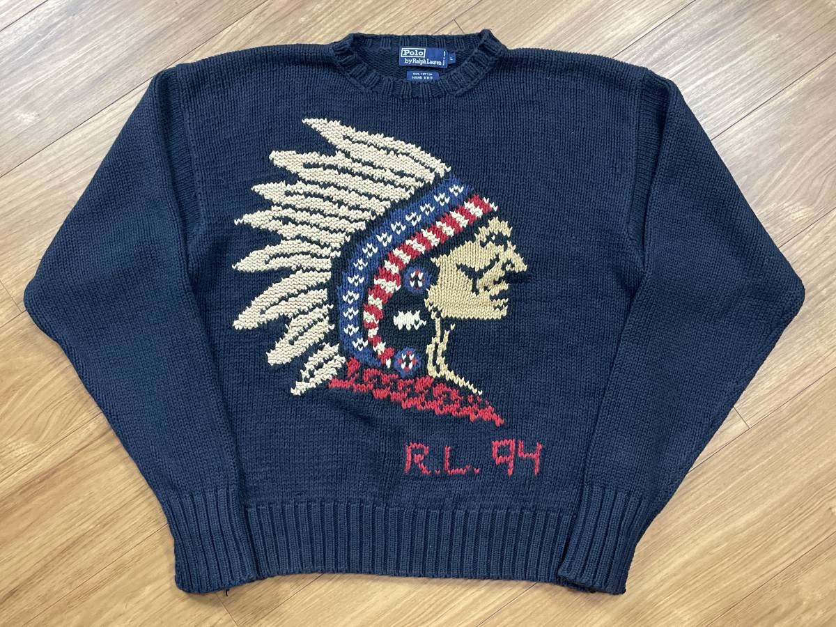 Polo by Ralph Lauren Polo Ralph Lauren INDIAN CHIEF HEAD SWEATER индеец head свитер хлопок размер L