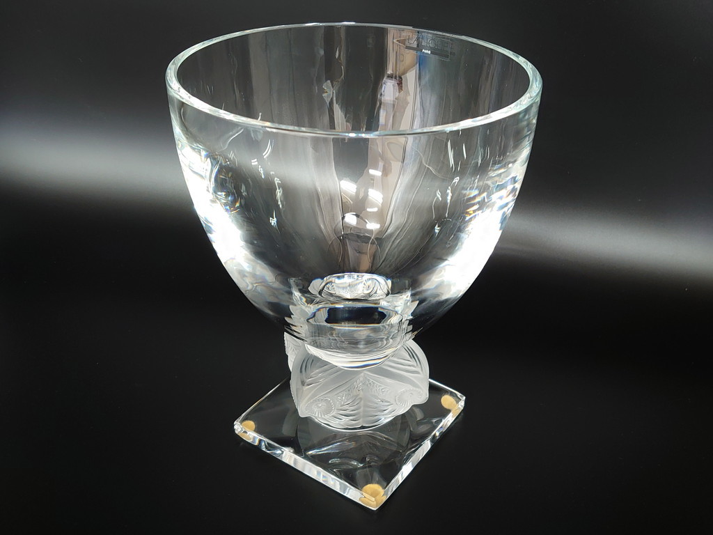 新しく着き R-062126 フランス LALIQUE(ラリック) 梟 フラワーベース