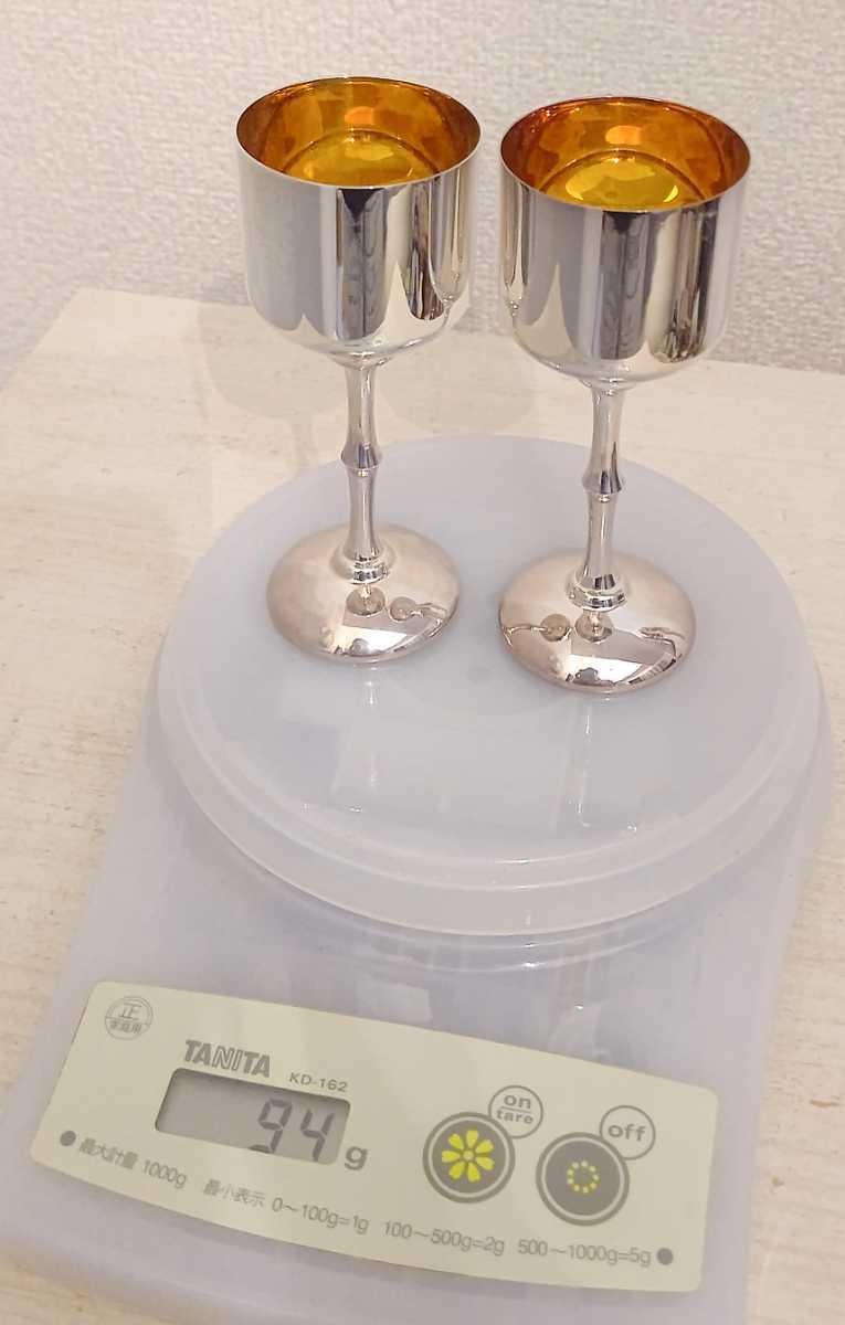 純銀 カップ グラス 2客セット レトロ 銀製 SILVER ペア 小型 合計約94g 送料無料 即決