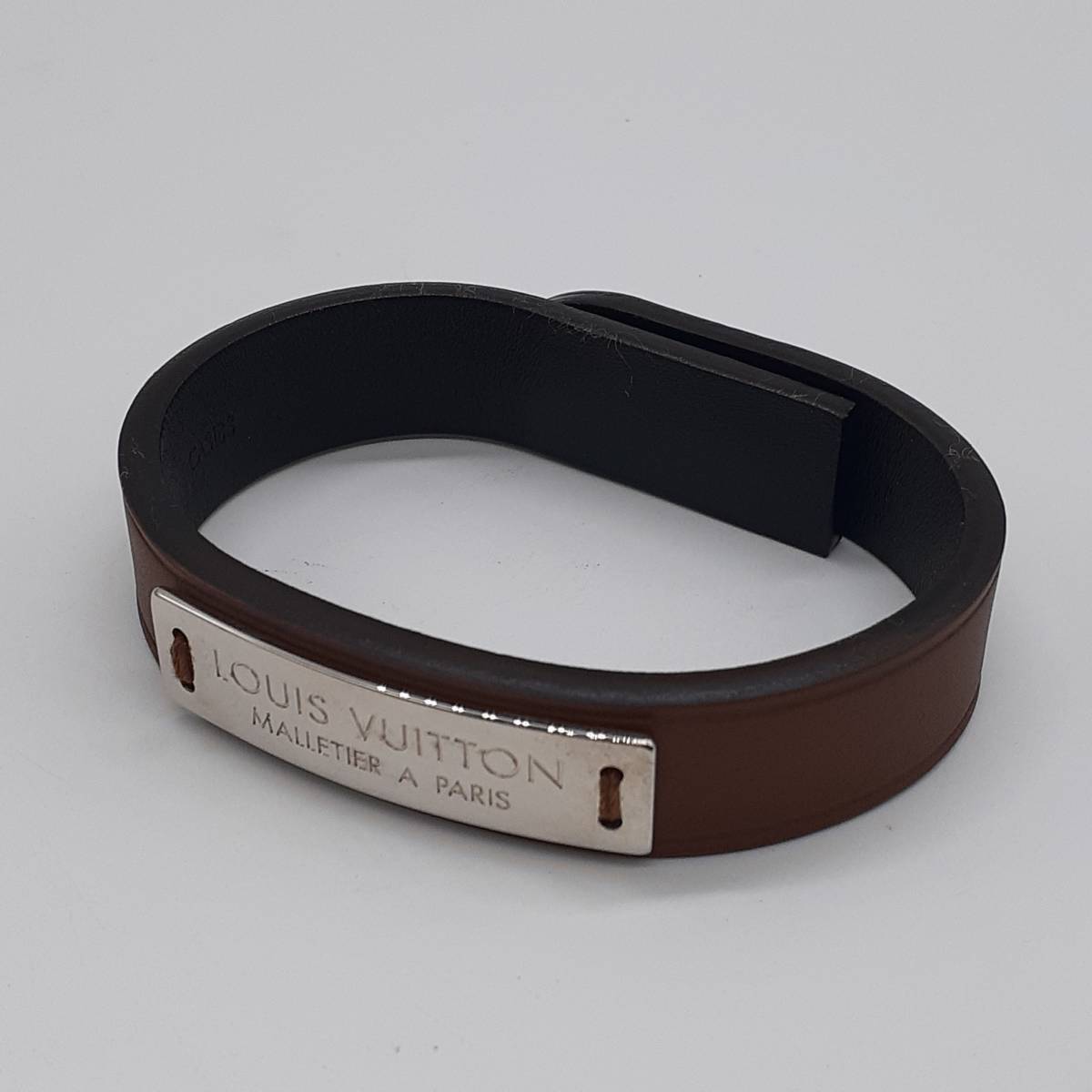 #[ rare * beautiful goods ] Louis Vuitton M6511 leather bracele brass Renoma dotaba Brown bangle 