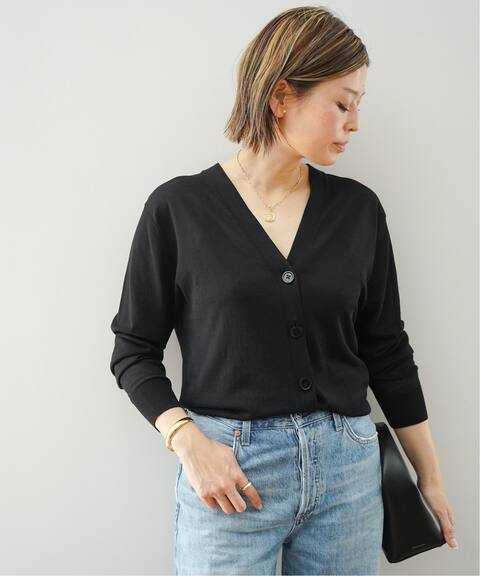 即決 新品 今季 未使用 タグ付き Deuxieme Classe ドゥーズィエムクラス Semi Sheer Vネック カーディガン ブラック アパルトモン