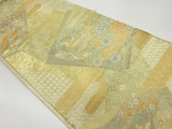 正規通販 宗sou 佐賀錦地紙に花鳥・宝尽くし・鶴模様織出し袋帯