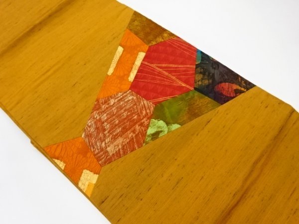 入荷中 宗sou 手織紬切り嵌め抽象模様名古屋帯【リサイクル】【着】 その他