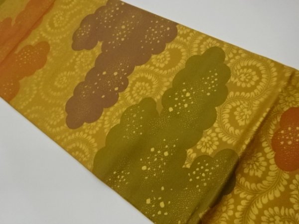 ☆新品未使用☆ 正絹袋帯 仕立上 全通 形唐草 ヨロケ織 オンライン