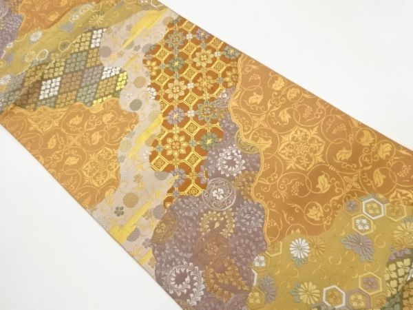 超大特価 宗sou 道長取りに花唐草模様織出し袋帯【リサイクル】【着