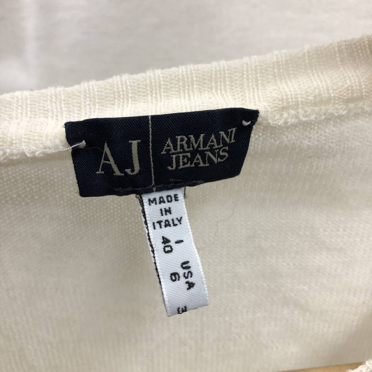 ARMANI JEANS イタリア製 ニット セーター 薄手 サイズUSA6 アイボリー ホワイト レディース アルマーニ ジーンズ 22070102_画像5