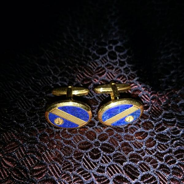 Британский Dunhill Mufflinks Button Stone Stone Blue x Gold Lapis Lazuri Encounter