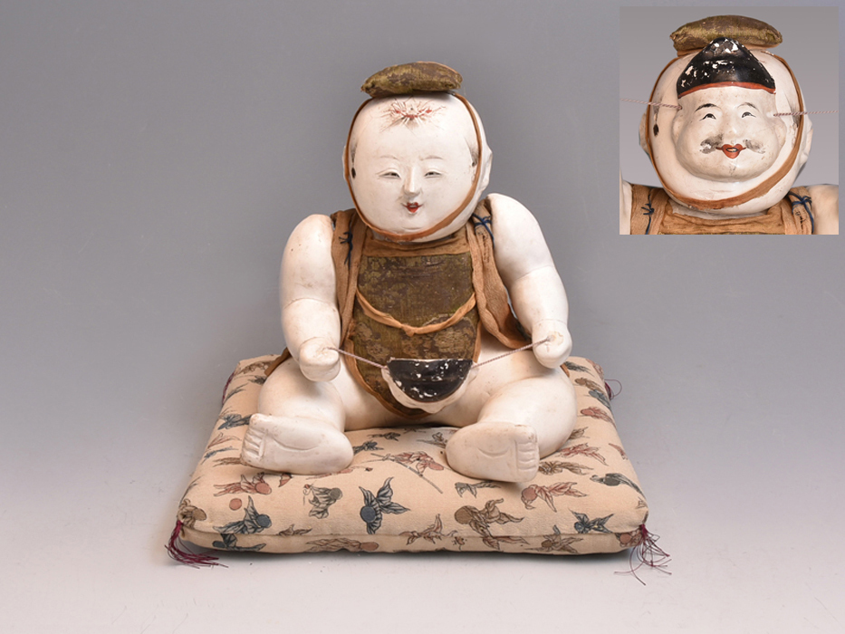 大型　御所人形　面被り　江戸後期　高さ２５ｃｍ　浅原革世氏旧蔵品　日本人形　　y1284