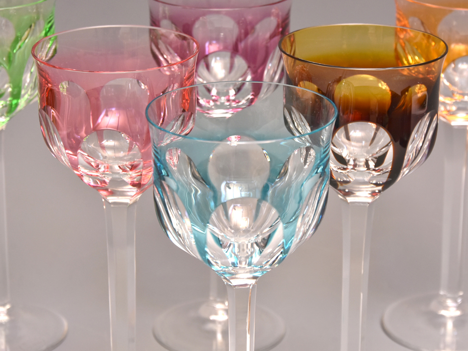 OSER モーゼル MARIENBAD クリスタルガラス ハンドカット ワイングラス ６客　　y1643