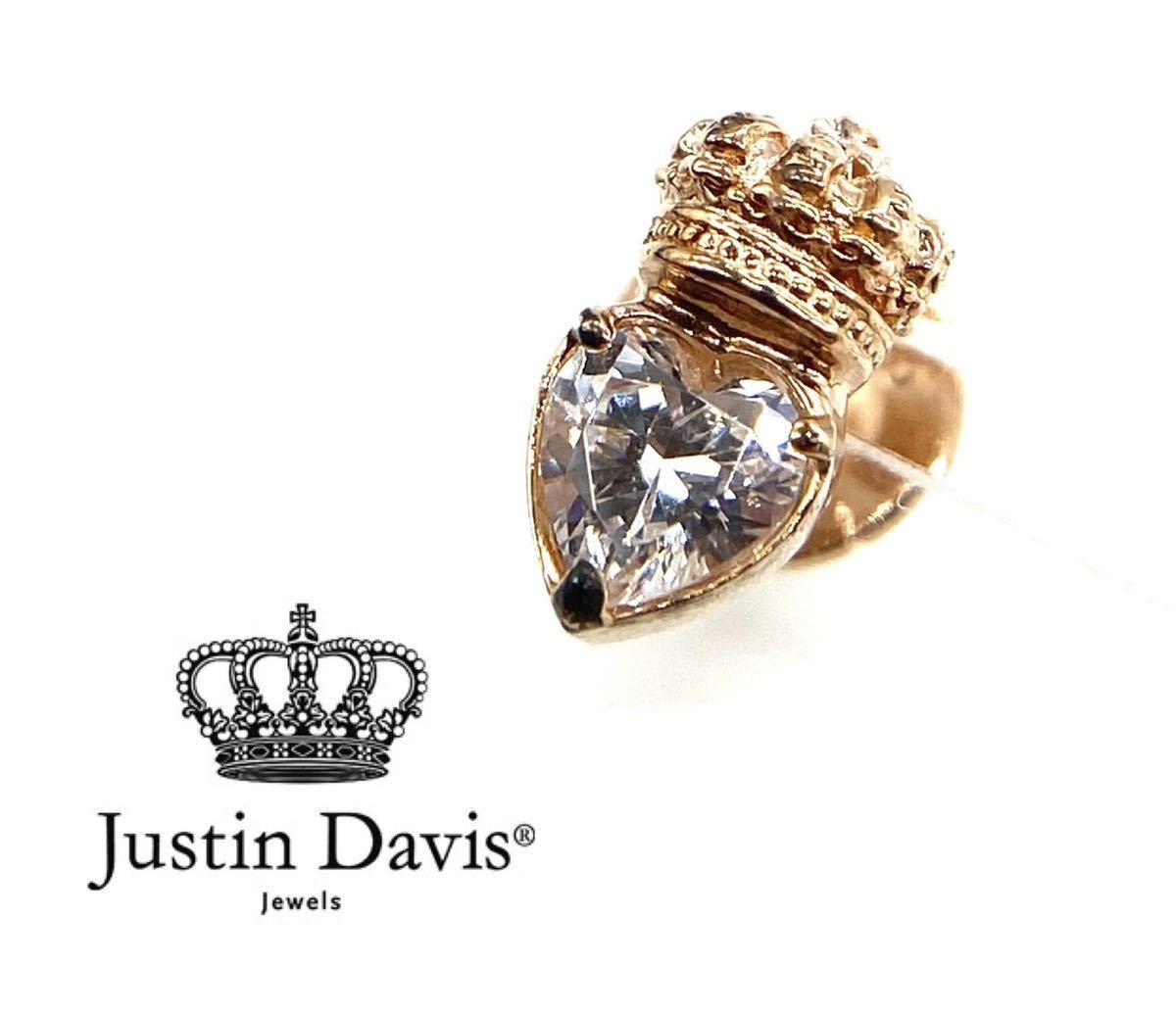 Justin Davis ジャスティンデイビス K18 925 王冠 クラウン ピアス ピンク ゴールド シルバー silver ストーン 総重量:約0.9g_画像1
