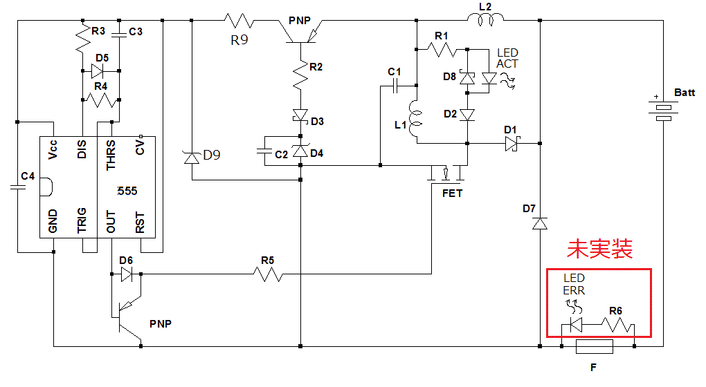 [SW-55適合] 12Vバッテリー 延命再生用パルス発生装置　デサルフェーター／デサルフェータ/バッテリパルサー_回路図