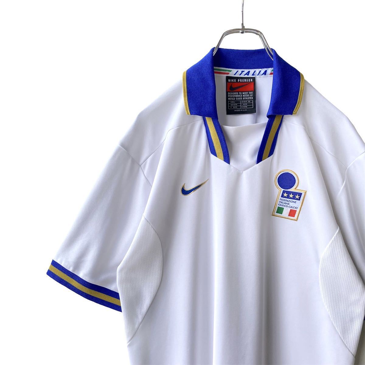 PayPayフリマ｜ナイキ NIKE【イタリア代表】96/97 アウェイ ユニフォーム L ホワイト UK製 イギリス製 半袖シャツ サッカー ユーロ 96着用モデル