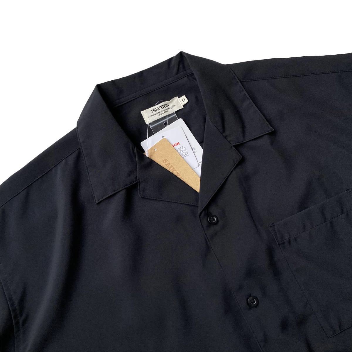 新品 レトロ【クラシックピザ】刺繍ボウリングシャツ XL ブラック ポリシャツ 半袖 オープンカラー ボーリングシャツ ビッグシルエット 5