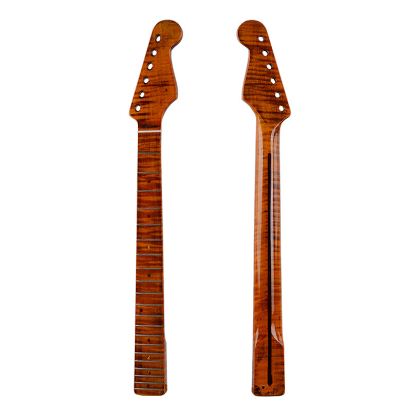 エレキギターネック トラ杢 STタイプ ストラト交換用ネック メイプル指板 21フレット フィンガーボード ギターパーツ MU1752_画像1