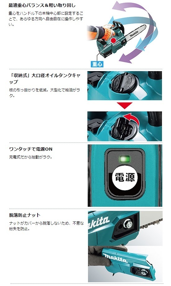 マキタ) 充電式チェンソー MUC009GD3 青 セット品 ガイドバー長さ300mm